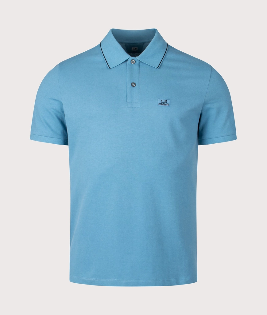 CP Company Mens Stretch Piqué Short Sleeve Striped Collar Polo Shirt